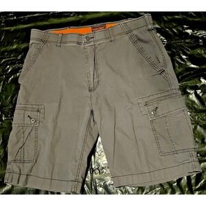 WEARFIRST Men's Classic Fit Waist Stretch Fabric Cargo Shorts, Gray, Size 36